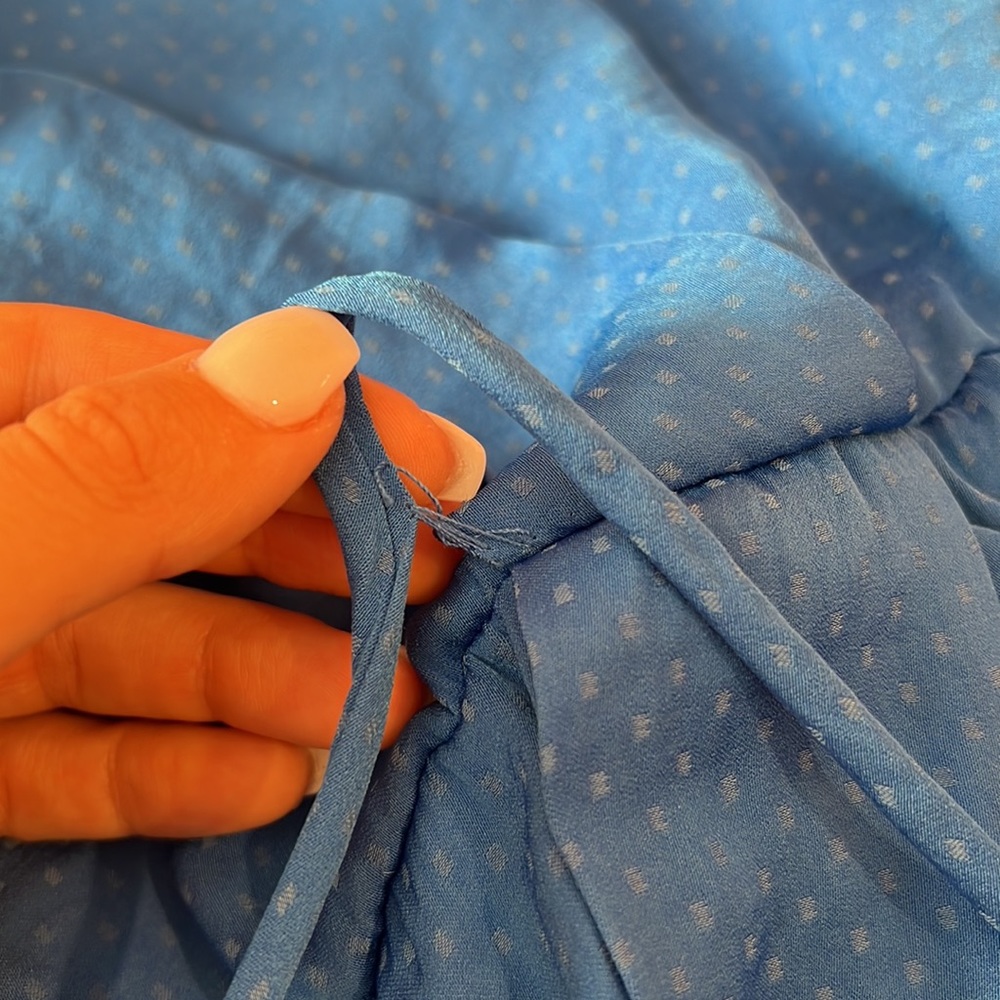 Zara Basic Blue Polka Dot Crossover Wrap Dress - image 7